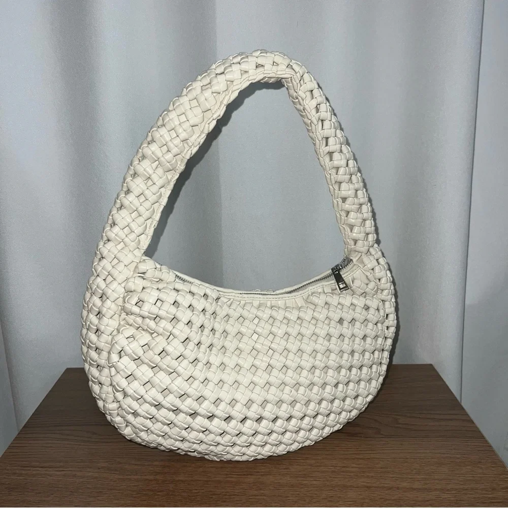 Sincerely Jules Cream Woven Hobo Bag | Chic Neutral Shoulder Purse